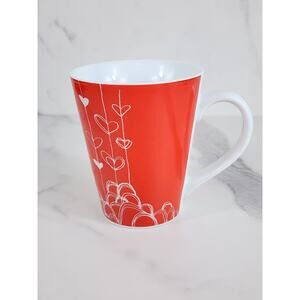 Starbucks Coffee Mug Teacup 14oz Valentine's Day Hearts 2014 Red 4 1/2" Vintage
